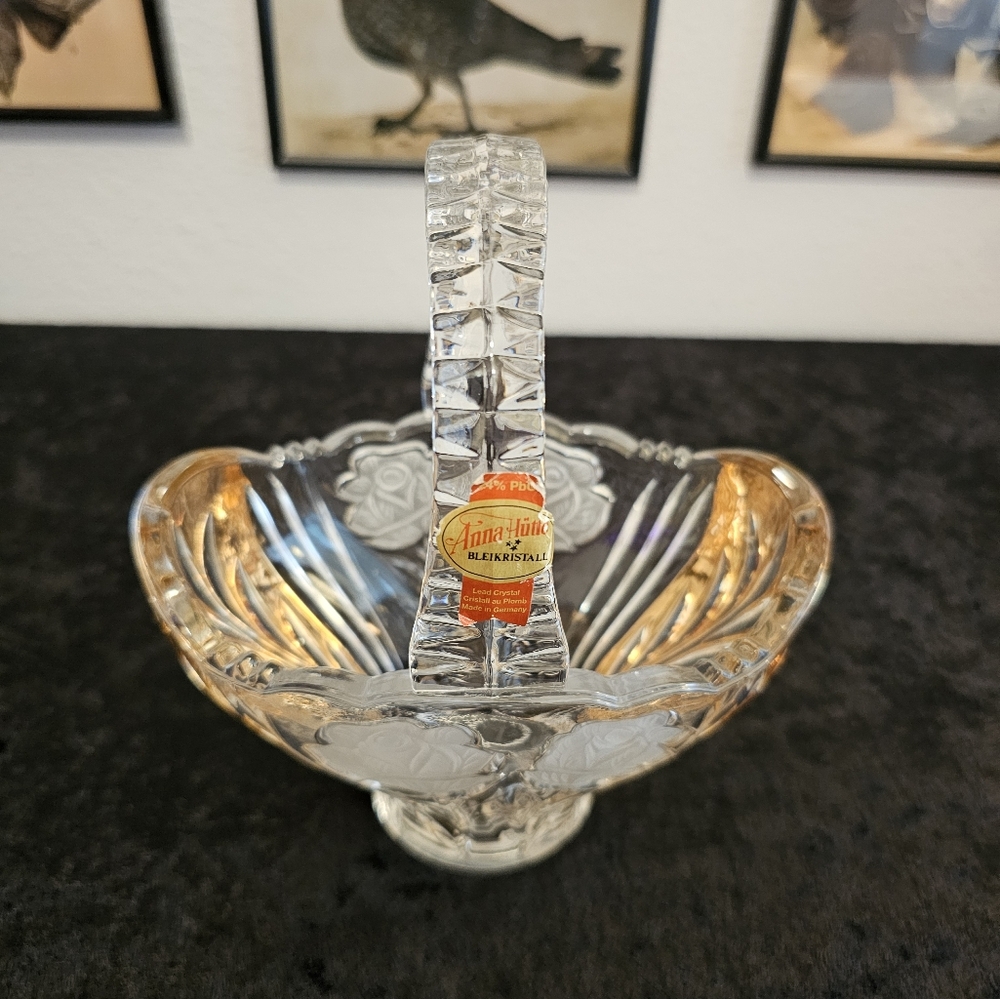 Vintage Anna Hutte Bleikristall Germany Lead Crystal Basket